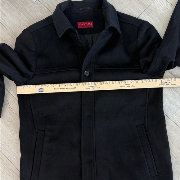 MANTONI MILAN ITALY BLACK WOOL & CASHMERE BLEND MEN'S PEA COAT -  Size 46 - Picture 13 of 13